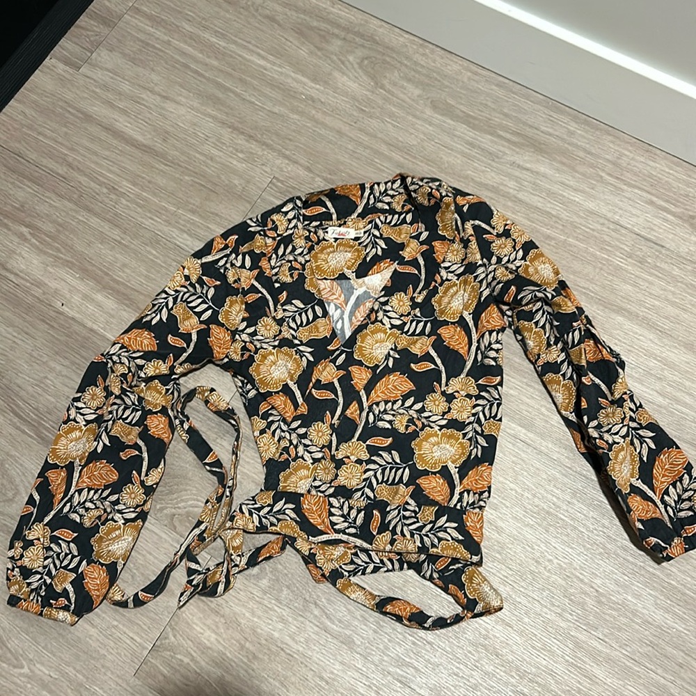 Seraphina Floral Twill Wrap Blouse by Faherty